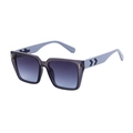 Vintage square sunglasses featuring a transparent grey frame with blue contrast temples - Light Grey Dark Green To Blue Gradient (C4)