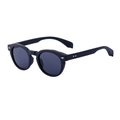 Gafas de sol ovaladas retro negro mate con lentes grises y detalles de flechas de metal - Marco Negro Mate Lente Gris Completo