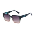 Moderne quadratische Sonnenbrille mit dunkelgrünem Rahmen und blau-grünem Verlauf - Dunkelgrün Zu Tee Farbverlauf (C5)