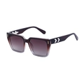 Retro-Sonnenbrille mit eckigem braunem Farbverlauf und markanten V-Details am Bügel - Tee Zu Grau Farbverlauf (C6)