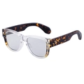 Gafas de sol retro con montura transparente y detalles de carey marrón y estrellas - Té Transparente Carey Oro Gris Claro (C9)