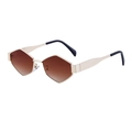 Gafas de sol hexagonales con montura de metal dorado y lentes marrón degradado - Montura Dorada Degradado Té (C3)