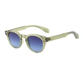 Oval frame sunglasses in transparent olive green with blue gradient lenses - C10 Transparent Green Gold Gray Blue