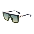 Lunettes de soleil punk carrées, monture noire, verres dégradés verts et détails dorés - Monture Noir Brillant/Décor Or/Verres Vert Jaune (C3)