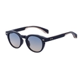 Oval retro sunglasses with black frames and blue-to-orange gradient lenses with gold studs - C3 Black Green Yellow Gradient