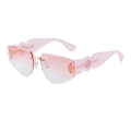 Frameless oversized sunglasses with pink gradient lenses and gold deer logo on wide temple - Pink Gold Gradient Pink