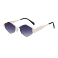 Gafas de sol geométricas doradas con lentes degradadas moradas para mujeres - Dorado Doble Gris