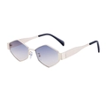 Gafas de sol poligonales de metal dorado con lentes degradadas azul y violeta mujer - Dorado Azul Amarillo