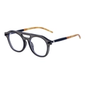 Retro steampunk sunglasses with translucent grey frame and amber tortoiseshell temples - Transparent Gray Clear Lens (C10)