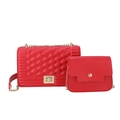 Ensemble de sacs rouges à chaîne avec texture géométrique et fermoir doré - Rouge