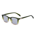 Vintage square sunglasses with olive green to clear gradient frame and metal accents - Green Apricot Gradient Light Gray