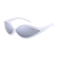 Gafas de sol de ciclismo estilo Y2K con montura blanca envolvente y lentes de espejo plateadas - Montura Blanca Lente de Espejo Plateada
