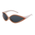 Gafas de sol de ciclismo estilo Y2K con montura blanca y naranja y lentes grises oscuros - Montura Amarillo Crema Acento Naranja Lente G15