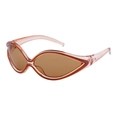 Gafas de sol deportivas Y2K cat eye con montura rosa melocotón translúcida y lentes marrones - Marrón Champagne Montura Transparente Lente Champagne