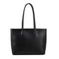 Borsa tote nera minimalista con trama in pelle e doppi manici lunghi da donna - Nero