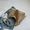Chic brown matte suede tote bag with adjustable shoulder strap and large capacity - Khaki No Pendant