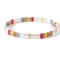 Bohemian multi-colored Tila bead stretch bracelet with lavender, red, and gold accents - Bohemian Minimalist Mix Style (TL-B24052201A) / Lavender Purple Red White Gold Mix