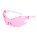 Y2K futuristic pink translucent wrap-around sunglasses with flame-like side design - Transparent Pink (C2)