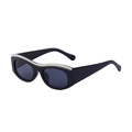 Occhiali da sole cat-eye ovali retrò con montatura nera, lenti grigie e barra argento - Nero Lucido Argento Grigio
