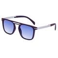 Occhiali da sole pieghevoli tartarugati con lenti sfumate blu e accenti in metallo - Venatura del Legno Marrone Sfumata Blu (C8)