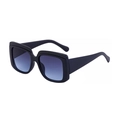 Square oversized sunglasses with matte black frames and blue gradient lenses for women - C3 Matte Black Frame Gray Blue Lens