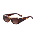 Retro tortoiseshell cat-eye sunglasses with brown gradient lenses and gold top metal bar - Leopard Print Gold Gradient Tea