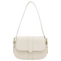 Borsa a sella bianco crema da donna in ecopelle con dettagli in metallo dorato - Bianco Sporco