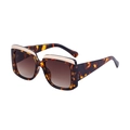 Lunettes de soleil carrées oversize en écaille avec décor doré et verres dégradés marron - C5 Monture Écaille Or Verres Marron Dégradés