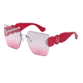 Oversized rimless sunglasses with pink gradient lenses and bright red wide temples - Red Silver Gradient Red