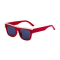 Cat eye sunglasses with red frame, grey lenses and silver top metal bar decoration - Big Red Silver Grey