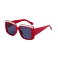 Lunettes de soleil carrées oversize rouges avec bordure argentée et verres gris - C6 Rouge Vif Argent Monture Verres Gris