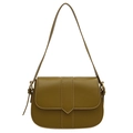 Borsa a sella retrò verde oliva in ecopelle opaca liscia con sottile tracolla chic - Verde