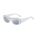 Modern transparent frame sunglasses with silver metal accent and grey-blue lenses - Transparent Silver Mercury
