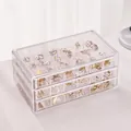 Three-layer clear acrylic jewelry box with 72 compartments for earrings and lipsticks - Thickened Multi-Grid Jewelry Box / Clear