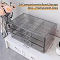 Transparent gray acrylic 18-compartment 3-tier jewelry and bead storage box - Multi-Grid Beading Storage Box / Translucent Gray