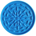 Blue circular silicone dog lick mat with textured fish patterns for slow feeding - Blue Fish Shape with Suction Cups