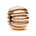 Ciondolo sferico in oro rosa con scanalature orizzontali per bracciali e collane DIY - Sfera a Coste Oro Rosa (011)