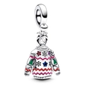 Ciondolo maglione natalizio in argento con motivi smaltati e zirconi a forma di stella - Maglione Di Natale (017)