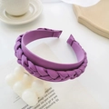 Detail of purple braided fabric headband placed on a modern artistic background - Braided Braid Wide Edge Headband / Purple