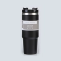 Black matte 30oz vacuum insulated mug with straw lid and stainless steel rim - 30oz / Black