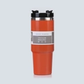 30oz orange vacuum insulated mug with straw lid and tapered stainless steel base - 30oz / Orange Red