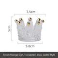 Golden rimmed clear crown glass jewelry dish with dimensions for vanity organization - Small / Transparent Gold Tracing