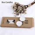 Set of 10 white unscented tealight candles in a kraft paper window box package - Small Box / White