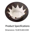 White ceramic crown jewelry dish with gold accents and 10.4cm product size specifications - Jewelry Tray / White with Gold Rim