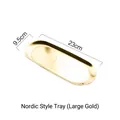 Elegant oval golden metal jewelry tray with gold plated finish 23cm length - Large / Gold