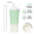 Minzgrüner 830ml Thermobecher mit Keramikbeschichtung, Magnetgriff und Tritan-Strohhalm - 830ml / Hellgrün-Farbverlauf