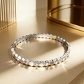 Silver hexagon honeycomb stainless steel bracelet with sparkling pavé crystals - Honeycomb Rhinestone / Silver