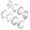 8er-Set Vintage-Silberringe mit Infinity- und Gänseblümchen-Mustern für Damen im Strandstil - 8-teiliges Set / Silber