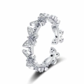 Exquisite butterfly butterfly silver open ring with sparkling zircon stones in a wrap design - Adjustable Open / White Gold