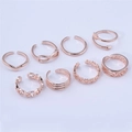 8-teiliges Set verstellbarer Zehenringe in Roségold mit floralen und V-förmigen Mustern - 8-teiliges Set / Roségold